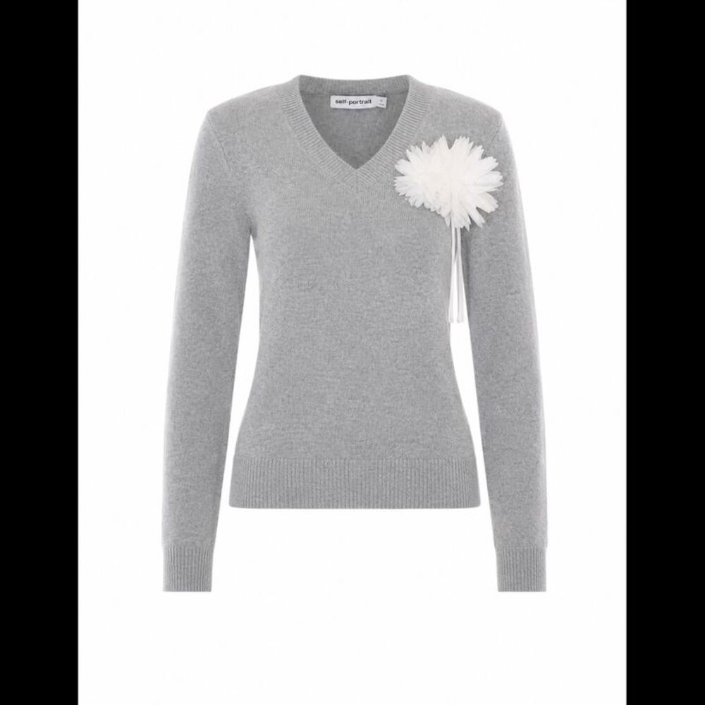 Self Portrait Women Flower Wool Jumper
